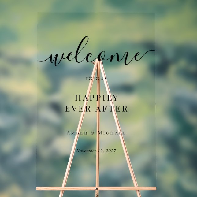 Panneau de mariage en acrylique Clair Heureux Pour (Neutre)