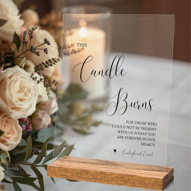 Panneau de mariage en acrylique mémorial Cette bou (This Candle Burns Memorial Wedding Acrylic Sign
)