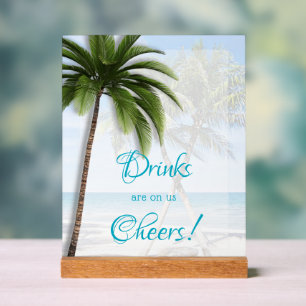 Panneau de mariage en acrylique Palmiers Open Bar