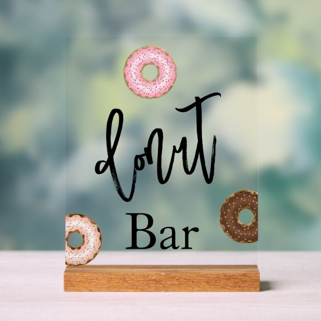 Panneau de mariage en acrylique pour bar à donuts (Neutre)