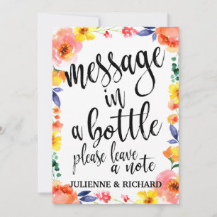 Panneau de mariage floral abordable Message dans u