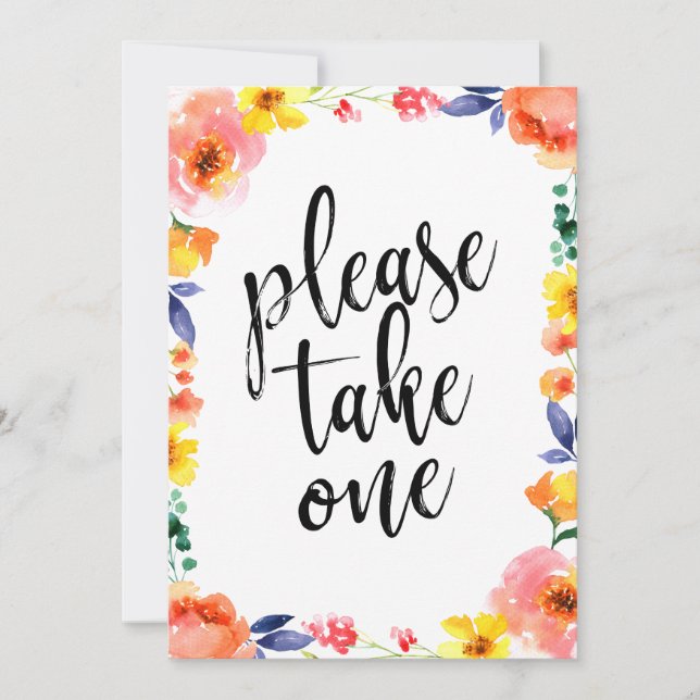 Panneau de mariage floral abordable 'Prenez-en un' (Devant)