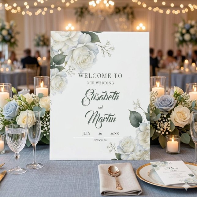 Panneau de mariage floral de roses sauge (Créateur téléchargé)