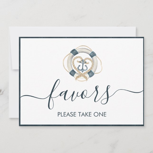 Panneau de mariage Navy & Blanc nautique (Devant)
