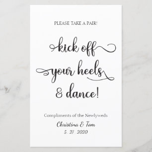 Panneau de mariage noir "Enlevez vos talons et dan
