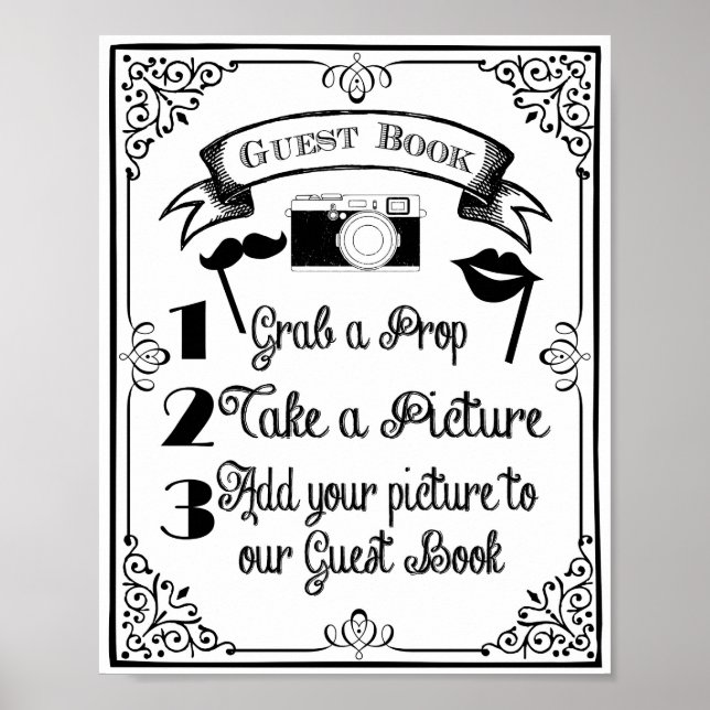 Panneau de mariage ou de fête de livre d'or PHOTO  (Devant)