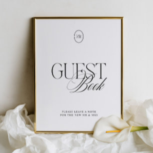 Panneau de mariage pour livre d'or noir et blanc m