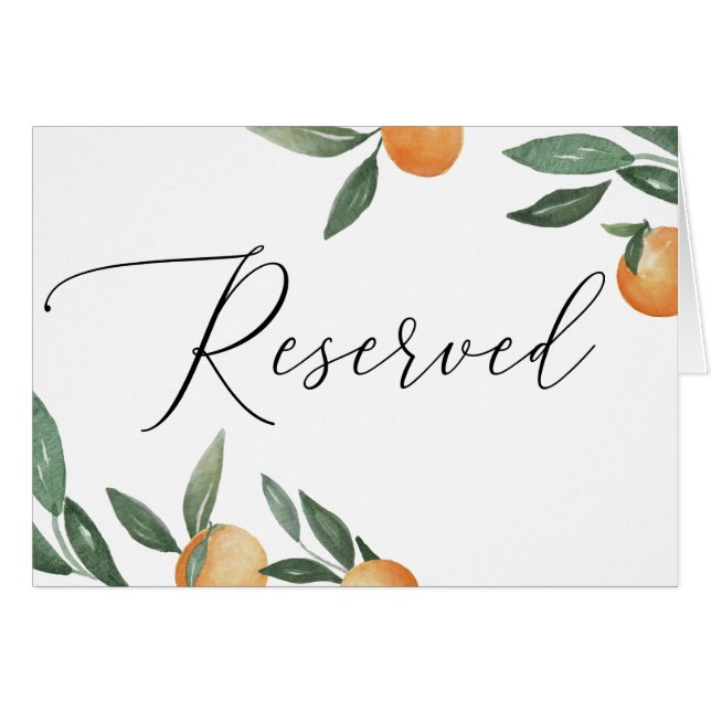 Panneau de mariage réservé Citrus | Aquarelle oran (Devant Horizontal)