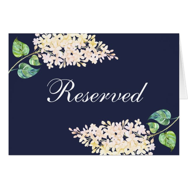 Panneau de mariage réservé Navy. Fleur de lilas bl (Devant Horizontal)