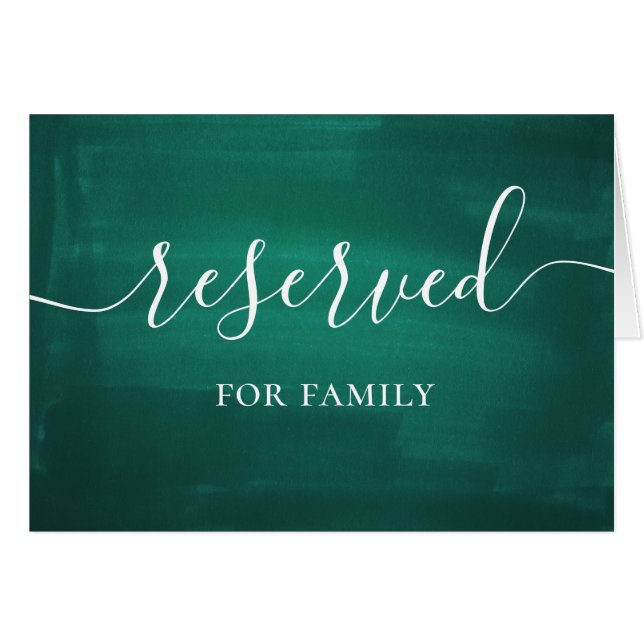 Panneau de mariage réservé vert foncé. Écriture ém (Devant Horizontal)