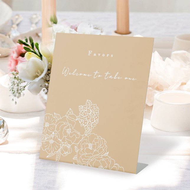 Panneau de Mariage Romantique Fleurs de Pivoine Iv (Romantic Wedding Peonies Ivory White Favor Wedding Sign.)