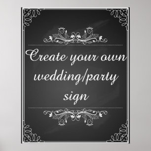 Panneau de mariage sur tableau noir avec vos propr