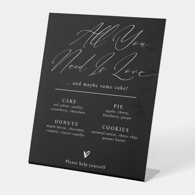 Panneau de menu de bar à desserts de mariage minim (Recto)