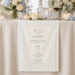Panneau de menu de bar de mariage bleu et sauge