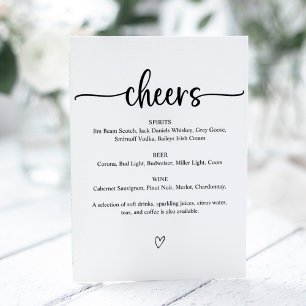 Panneau de menu de bar de mariage Cheers