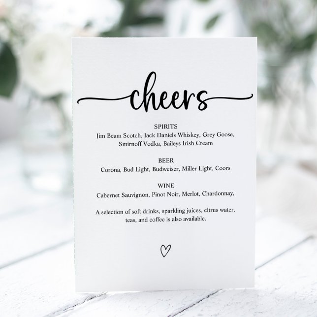 Panneau de menu de bar de mariage Cheers (Créateur téléchargé)