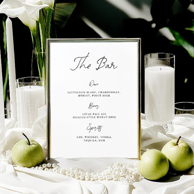 Panneau de menu de bar de mariage dessiné à la mai (Minimalist Hand Drawn Wedding Bar Menu Sign)