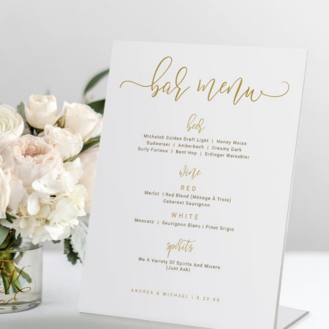 Panneau de menu de bar de mariage écriture sautill (Créateur téléchargé)