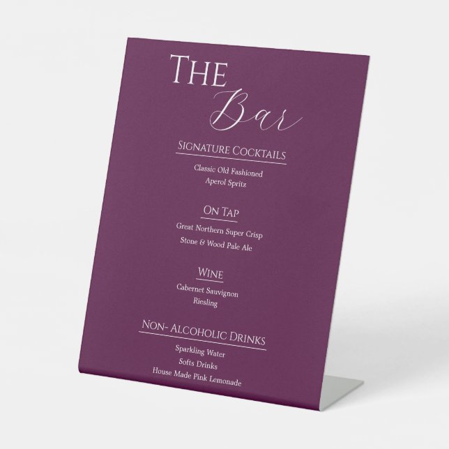 Panneau de menu de bar de mariage en acrylique mod (Recto)