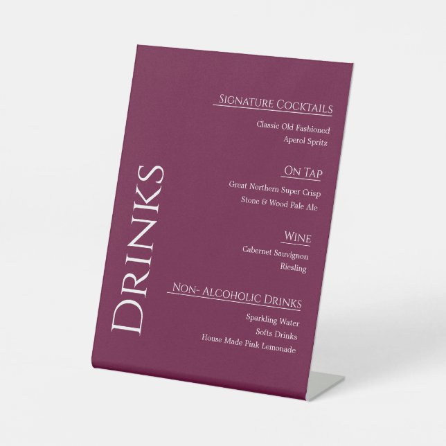 Panneau de menu de bar de mariage en acrylique mod (Recto)