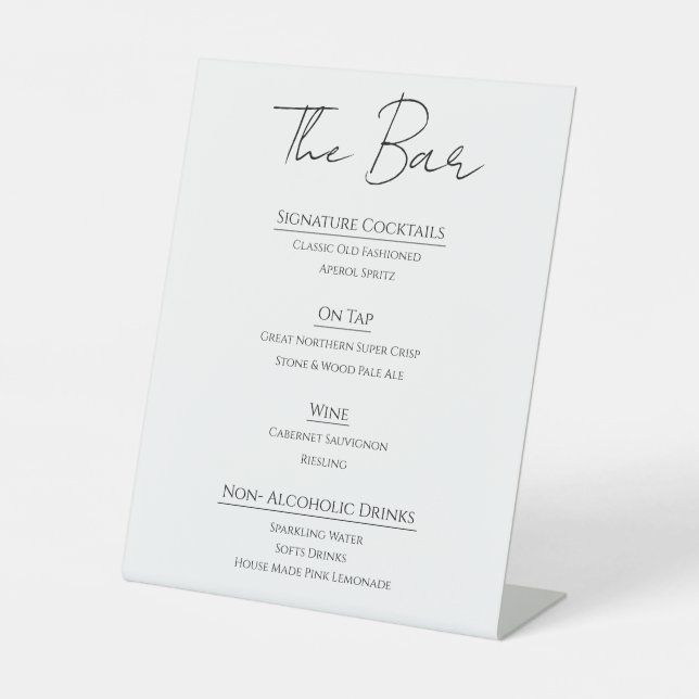Panneau de menu de bar de mariage en acrylique mod (Recto)