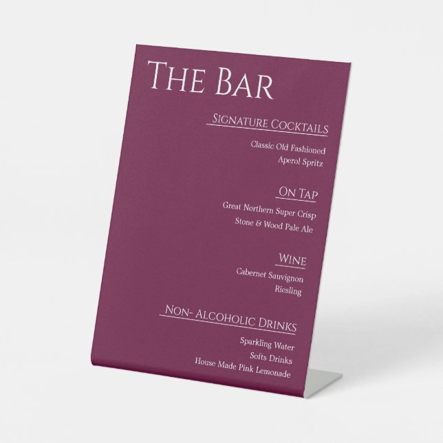 Panneau de menu de bar de mariage en acrylique mod (Recto)
