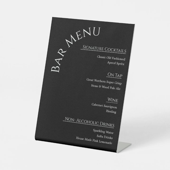 Panneau de menu de bar de mariage en acrylique mod (Recto)