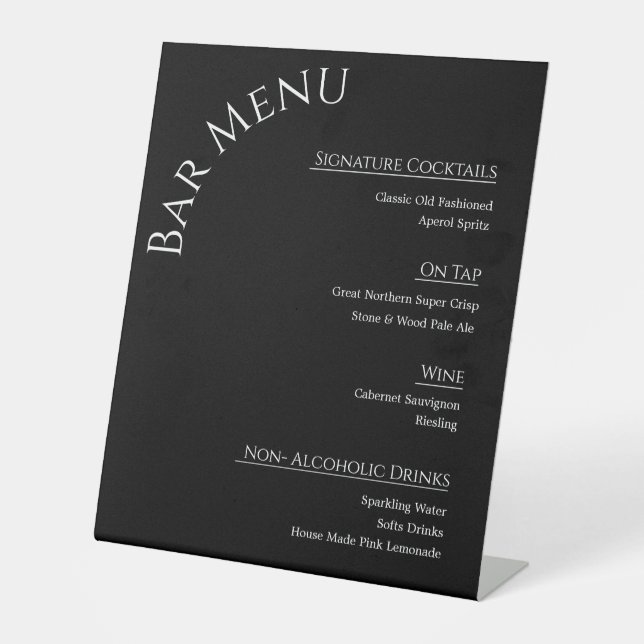 Panneau de menu de bar de mariage en acrylique mod (Recto)
