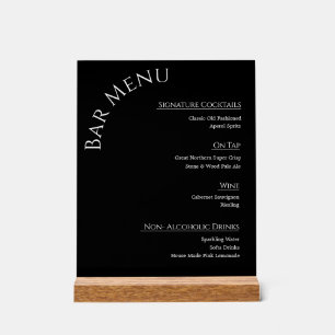 Panneau de menu de bar de mariage en acrylique mod
