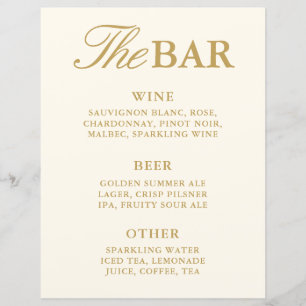 Panneau de menu de bar de mariage en ivoire vintag