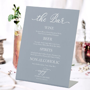 Panneau de menu de bar ouvert de mariage bleu pous