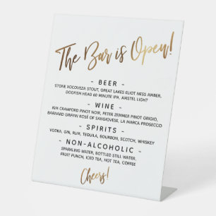 Panneau de menu de bar ouvert simple écriture manu