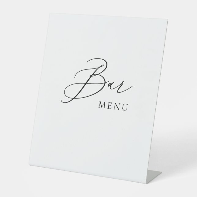 Panneau de menu de bar pour mariage écriture éléga (Recto)