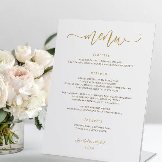 Panneau de menu de mariage calligraphie tourbillon (Créateur téléchargé)