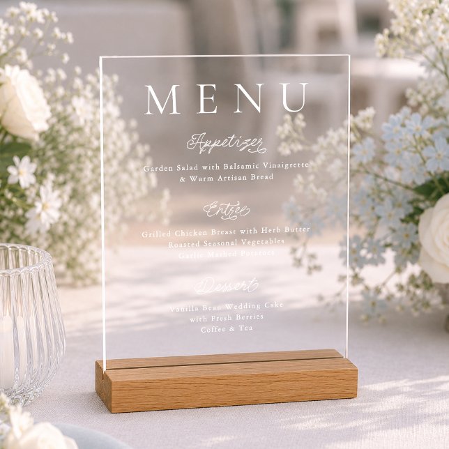 Panneau de menu de mariage en acrylique moderne (Créateur téléchargé)