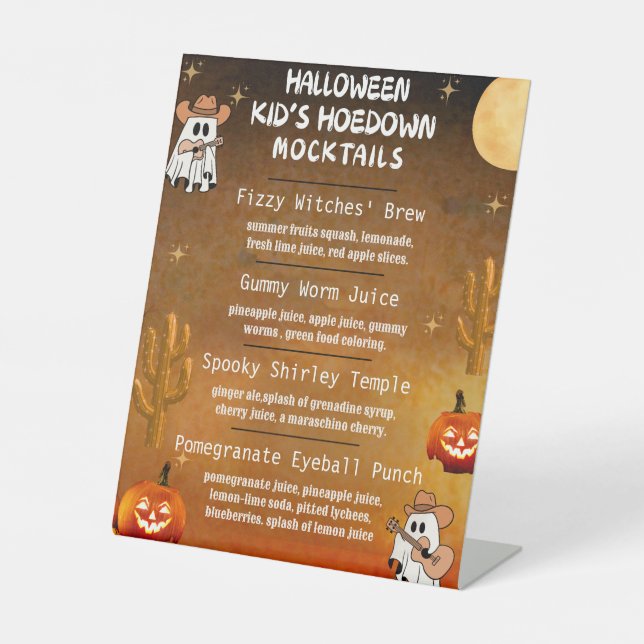 Panneau de menu de mocktail pour la fête d'Hallowe (Recto)