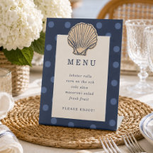 Panneau de menu de premier anniversaire coquillage