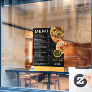 Panneau de menu de restaurant éditable pour vitrin