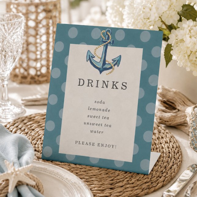 Panneau de menu pour le premier anniversaire d'un  (Coastal Sailor First Birthday Menu Sign)