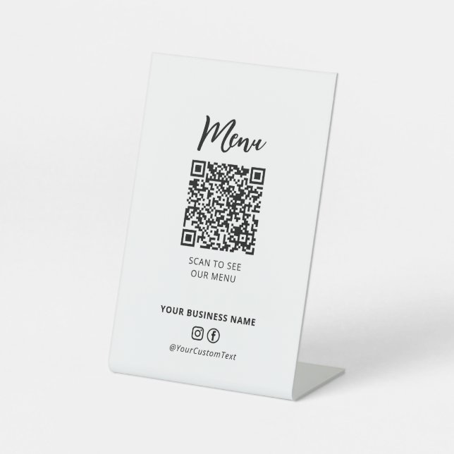 Panneau de menu QR code des réseaux sociaux pour r (Recto)