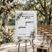 Panneau de mousse de mariage noir et blanc botaniq