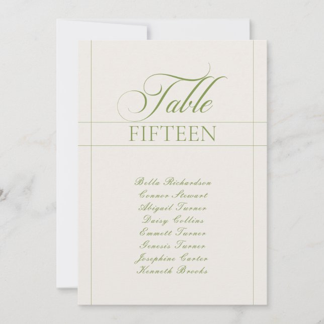 Panneau de numéro de table de calligraphie vert iv (Devant)