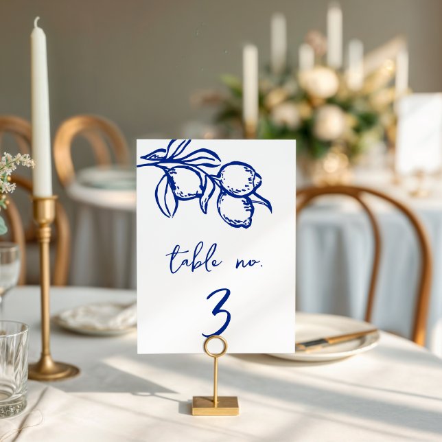 Panneau de numéro de table de mariage 5x7 citron b (Créateur téléchargé)