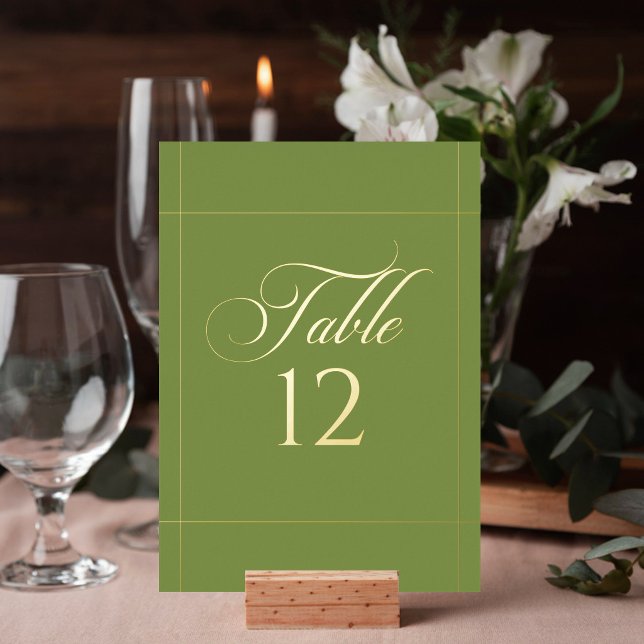 Panneau de numéro de table de mariage à bordure ve (Créateur téléchargé)