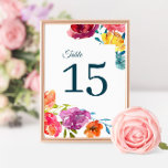 Panneau de numéro de table de mariage d'été lumine<br><div class="desc">Numéro de table correspondant pour la collection de mariage "Été Lumineux". Le texte est entièrement personnalisable.</div>