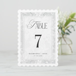 Panneau de numéro de table de mariage en dentelle 