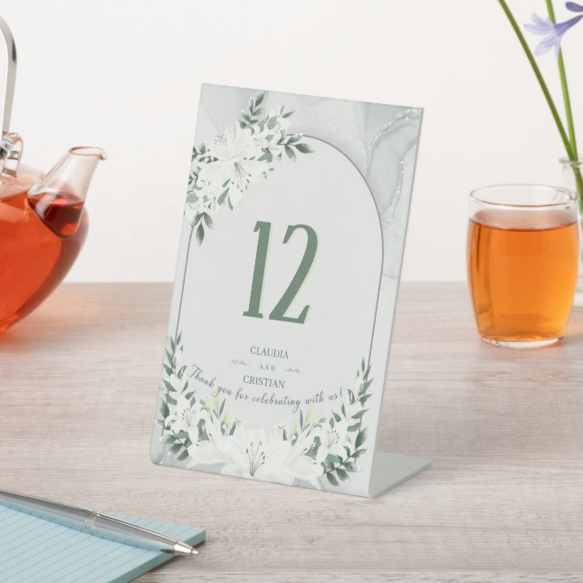 Panneau de numéro de table de mariage floral à la  (In SItu)