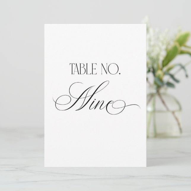 Panneau de numéro de table de mariage Luxe Script  (Debout devant)