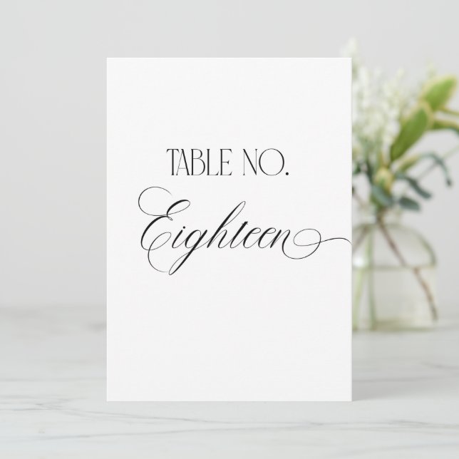 Panneau de numéro de table de mariage Luxe Script  (Debout devant)