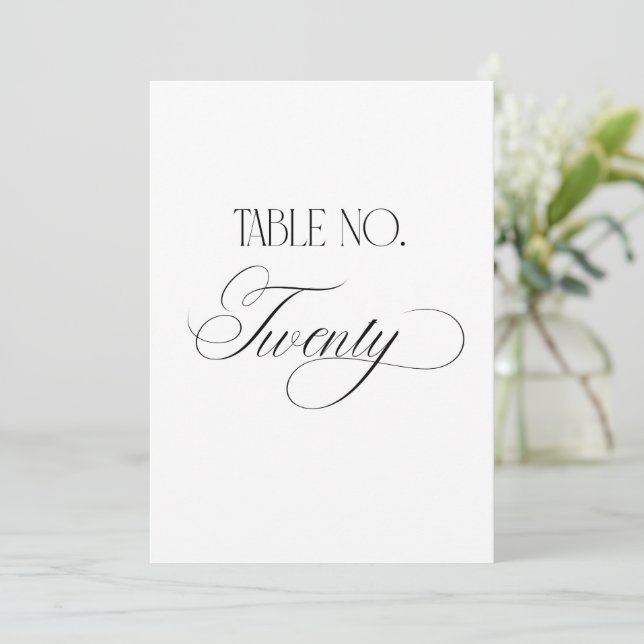 Panneau de numéro de table de mariage Luxe Script  (Debout devant)